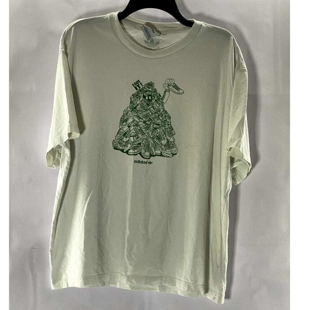 ADIDAS Men's Off-White/Green Stan Smith Crewneck Short Sleeve T-Shirt SZ M